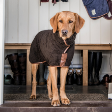 Load image into Gallery viewer, Country Dog Drying Coat (faux leather trim)