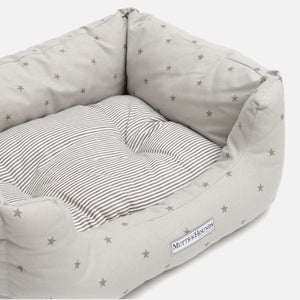Grey Stars & Charcoal Stripe Boxy Dog Bed