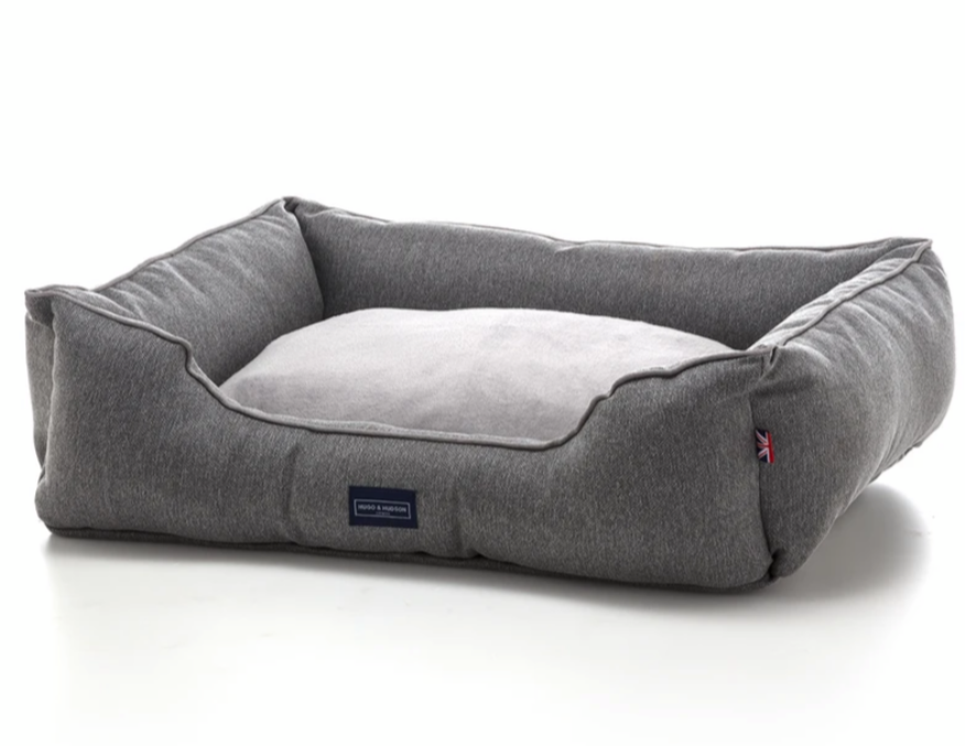 Grey Herringbone Dog Bed