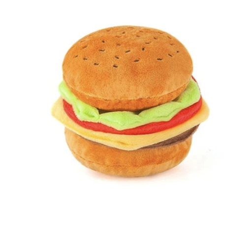 Burger Plush Dog Toy