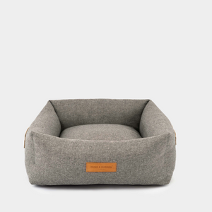 Stone Grey Luxury Fabric Italian Dog Bed