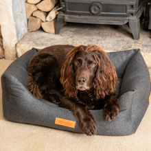 Load image into Gallery viewer, Dark Grey Luxury Fabric Italian Dog Bed
