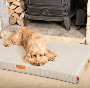 Foam Mattress Dog Bed - Sand Herringbone